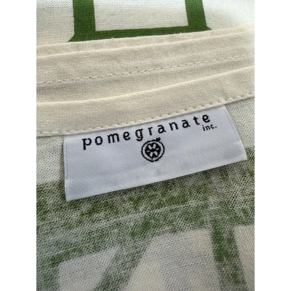 Pomegranate‎ Fruit Print Tablecloth 92x60 Cotton Green White Decorative
